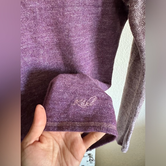Kuhl NOVA Knit Sweater Pullover Cowl Neck Wool Blend Purple Exposed Seams XS - Picture 3 of 12